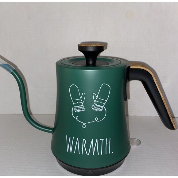 Rae Dunn Electric Goose Neck Tea Kettle Green Mittens Warmth Stainless Steel - Picture 2 of 4